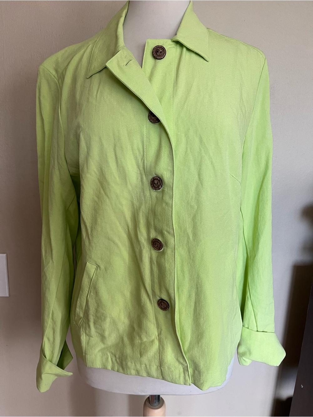 Coldwater Creek Light Lime Button-Up Jacket